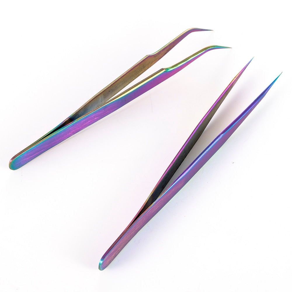 1Pcs Curved Straight Tweezers Rainbow Eyelash Extension Nails Decor Picker Dead Skin Remover Manicure Makeup Nail Tools