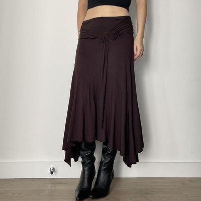 Metal Buckle Irregular High Waist Slimming All-matching Skirt