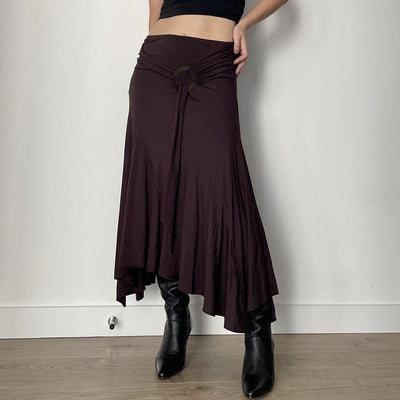 Metal Buckle Irregular High Waist Slimming All-matching Skirt