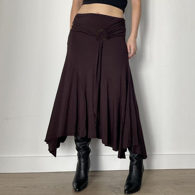 Metal Buckle Irregular High Waist Slimming All-matching Skirt