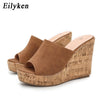 Eilyken 2023 New Summer Casual Cozy Platform Wedges Heels Slippers Ladies Fashion Open Toe Roman Women&#39;s Sandals Shoe Size 36-43