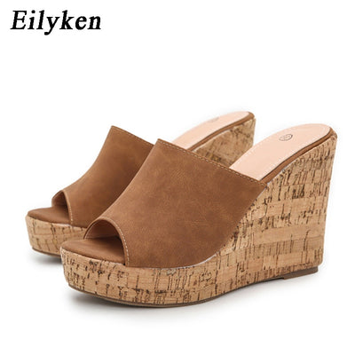 Eilyken 2023 New Summer Casual Cozy Platform Wedges Heels Slippers Ladies Fashion Open Toe Roman Women&#39;s Sandals Shoe Size 36-43