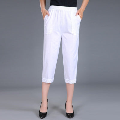 Women Capris Pants Female Women&#39;s Summer Breeches 2022 High Waist Cropped Pants Woman Candy Color Straight Calf-Length Pant