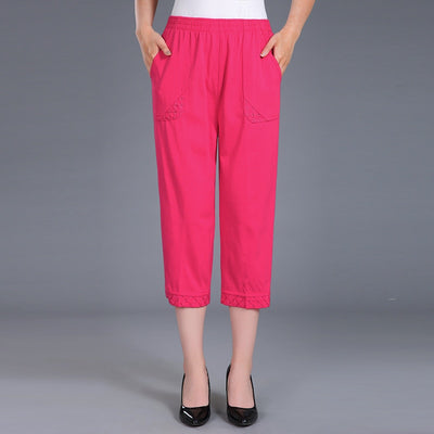 Women Capris Pants Female Women&#39;s Summer Breeches 2022 High Waist Cropped Pants Woman Candy Color Straight Calf-Length Pant