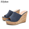 Eilyken 2023 New Summer Casual Cozy Platform Wedges Heels Slippers Ladies Fashion Open Toe Roman Women&#39;s Sandals Shoe Size 36-43