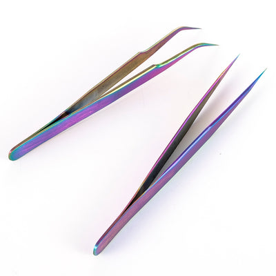 1Pcs Curved Straight Tweezers Rainbow Eyelash Extension Nails Decor Picker Dead Skin Remover Manicure Makeup Nail Tools