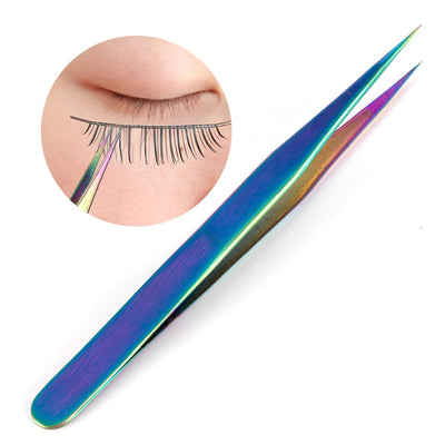 1Pcs Curved Straight Tweezers Rainbow Eyelash Extension Nails Decor Picker Dead Skin Remover Manicure Makeup Nail Tools