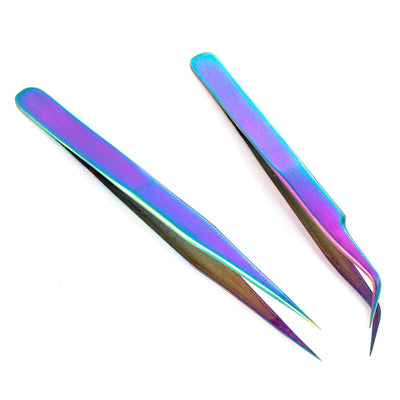 1Pcs Curved Straight Tweezers Rainbow Eyelash Extension Nails Decor Picker Dead Skin Remover Manicure Makeup Nail Tools