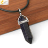 CSJA Real Raw Pink Purple Gem Crystals Necklace Hexagonal Bullet Reiki Chakra Natural Stone Necklace Pendant Women Jewelry E056