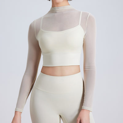 Mesh Yoga Clothes Long Sleeve With Chest Pad Running Top