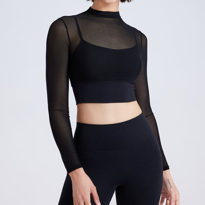 Mesh Yoga Clothes Long Sleeve With Chest Pad Running Top