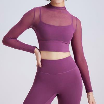 Mesh Yoga Clothes Long Sleeve With Chest Pad Running Top