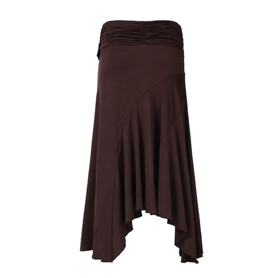 Metal Buckle Irregular High Waist Slimming All-matching Skirt