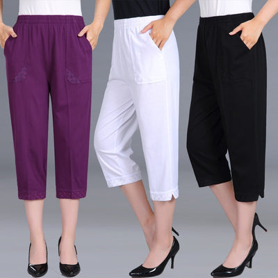 Women Capris Pants Female Women&#39;s Summer Breeches 2022 High Waist Cropped Pants Woman Candy Color Straight Calf-Length Pant